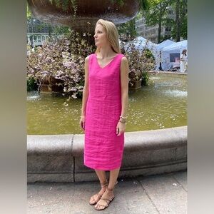 Aspiga Linen Vibrant Pink Sleeveless Dress
